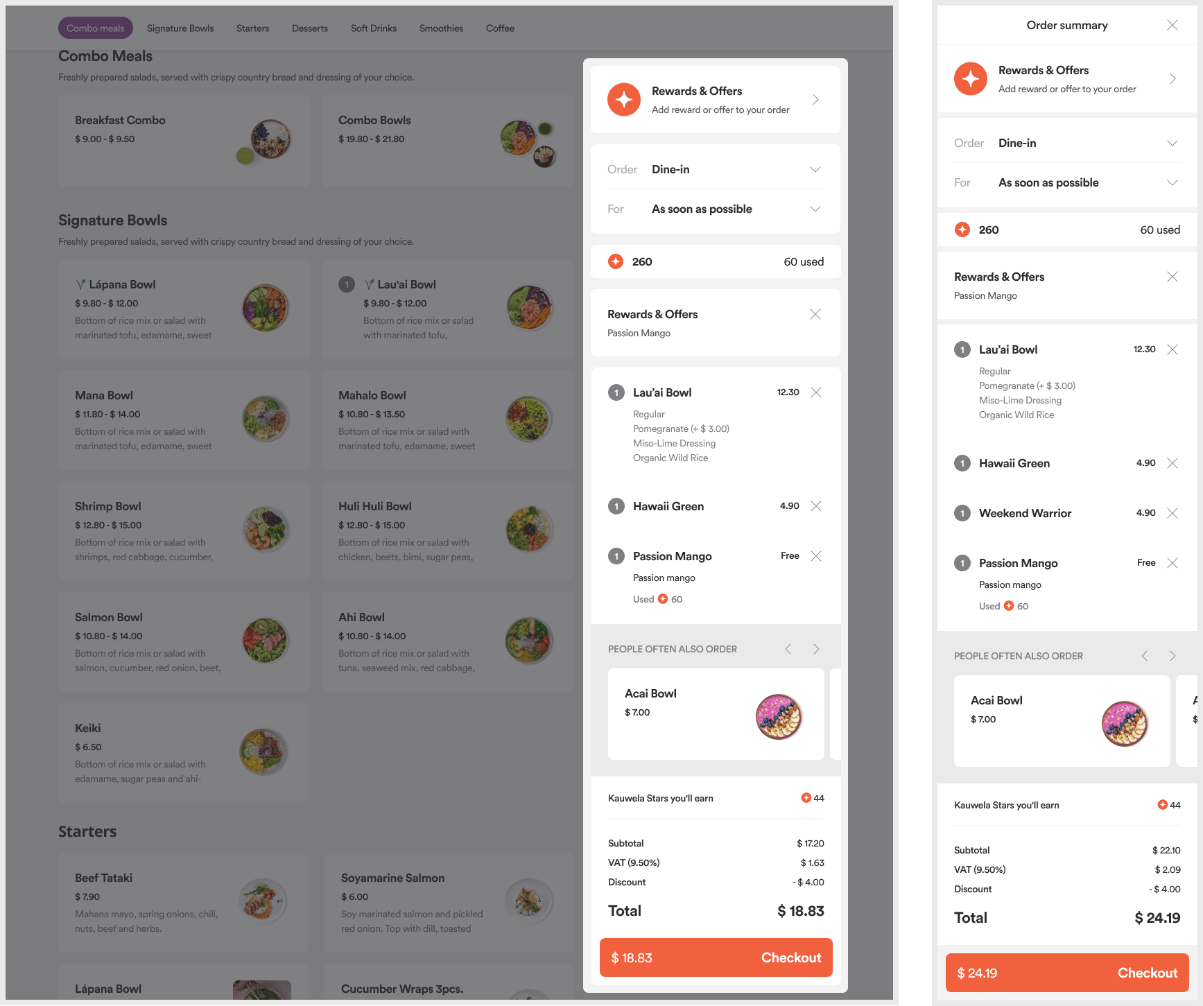 Web App Store Menu Page MENU